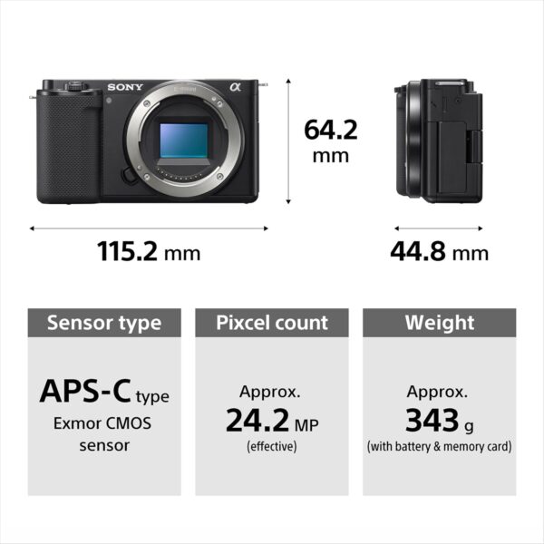 Sony Alpha ZV-E10 24.2 Mega Pixel Interchangeable-Lens Mirrorless vlog Camera, Made for Creators | APS-C Sensor |Advanced Autofocus | Clear Audio & 4K Movie Recording (Body Only) – Black - Image 4