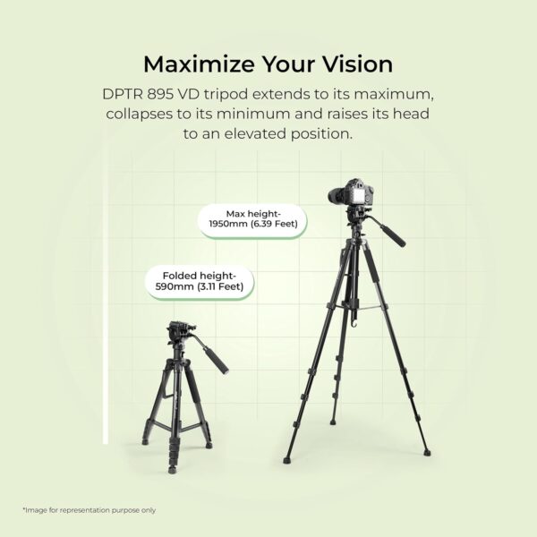DIGITEK® (DPTR 895VD) 195 CM Tripod Cum Monopod with Aluminum Alloy & Multipurpose Head, 3-Way Head, Lightweight 590MM Folded with Carry Bag, Max Load 5Kg, Ideal for DSLR, DV Camera's - Image 4