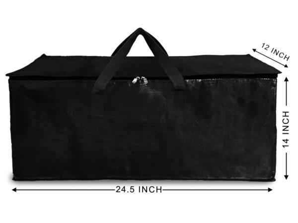 Shalimar Large Capacity Foldable Under Bed Storage Bags/Duffle Bags for Travel/Moving Bags/Wardrobe Organizer Bags | Comfortable Handles | Water Resistant | 24.5Lx12Wx14H Inches | Pack of 1 - Black - Image 3