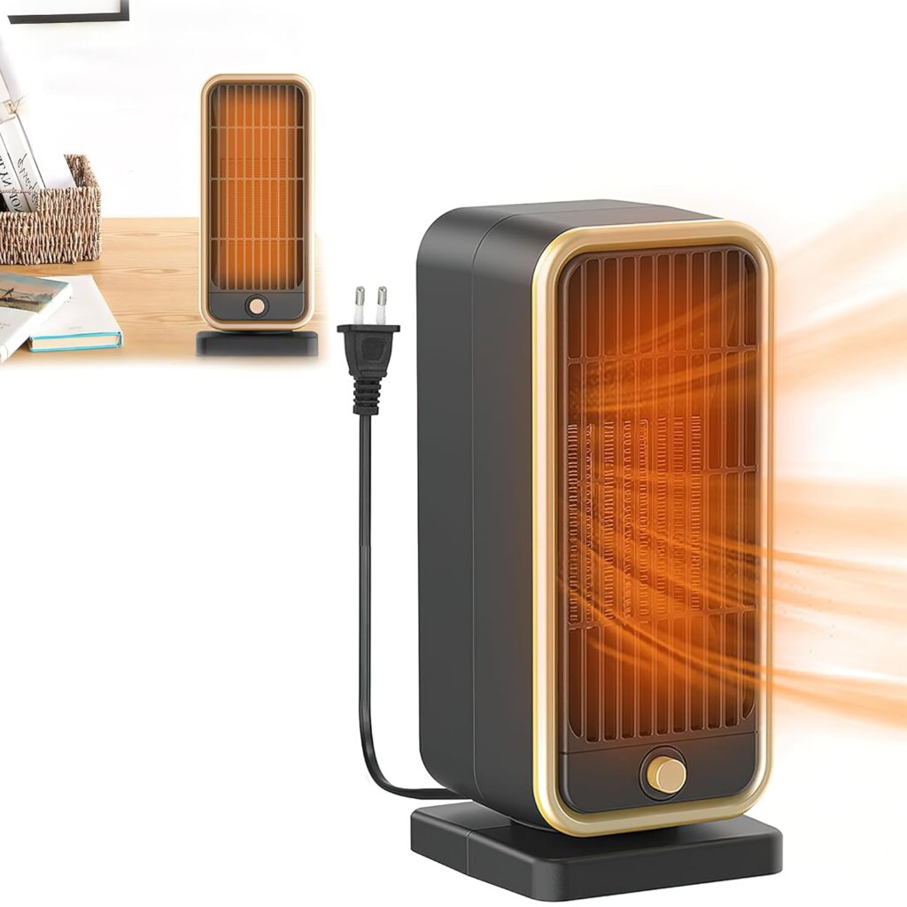 ACMUST Portable Mini Room Heater for Bedroom, 500W Electric PTC Ceramic Handy Fan Heater, Small Hot Air Blower, Smart Heat Warmer for Room Heaters Home for Winter