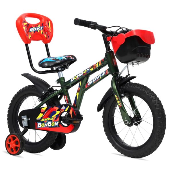 Avon Buke Bonbon 14T MTB Kids Bicycles for Boys| Frame Size: 8.5" | Wheel Size: 14" inch Steel Rim | Rigid Fork & Caliper Brake | Ideal Cycle for Kids: 2-4yrs | (Military Green)