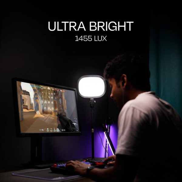 Kreo Slab Key Light Video Light Adjustable Photography Fill Light Five Color Temperatures 3200K-5600K Adjustable Brightness 1455 Lumens 120 Light Beads CRI 95+ with Extendable Light Stand for Video - Image 3
