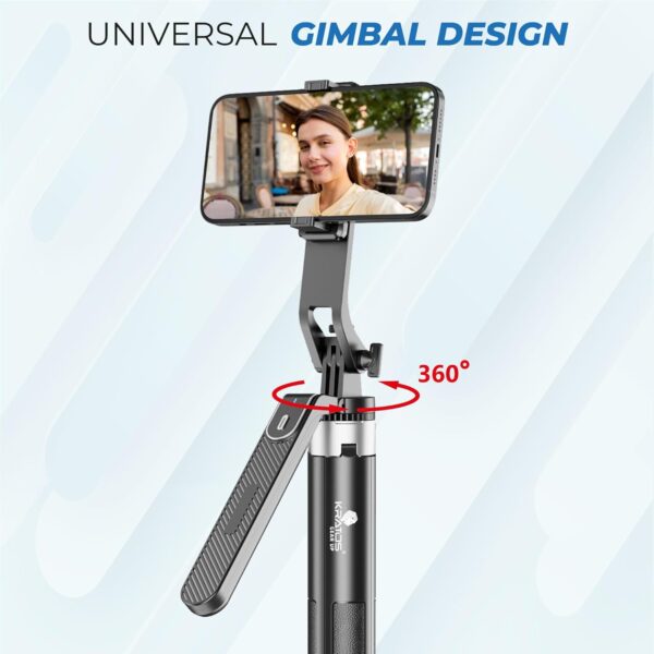 Kratos K5 Selfie Stick with Balance Handle & Recharable BT Remote, Stable 4 Leg Design, Selfie Stick with Tripod Stand for 360° Panoramic Shoot, 62" Long, Made for Phones, Ring Light, Gopro, Camera - Image 6