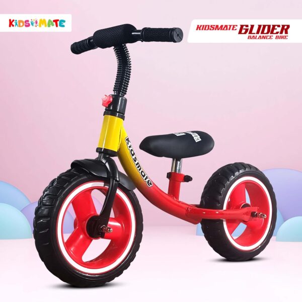 Kidsmate Glider Balance Bike for Kids | Lightweight, Durable Balancing Cycle for Boys & Girls | Adjustable Seat & Pedal-Free Toddler Bike with EVA Tires | Ideal First Bike for Ages 1-4Y (Red) - Image 2