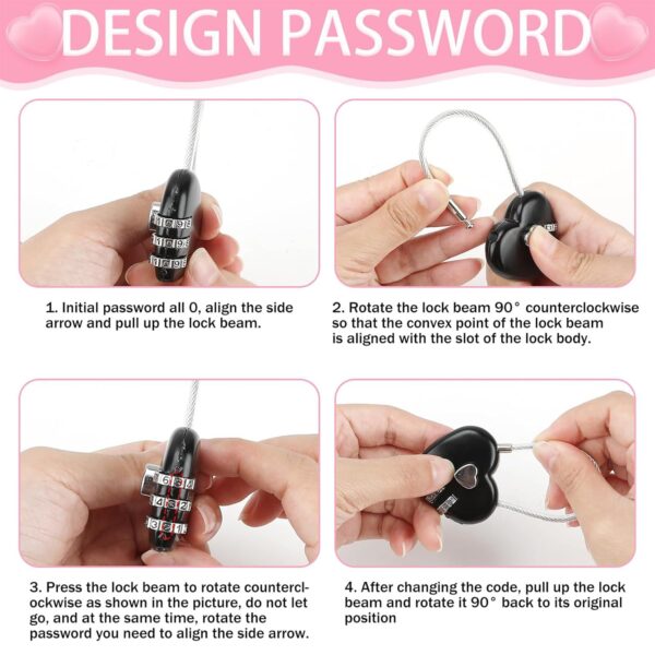4pcs Number Lock for Bag, Small Locks for Luggage Bag, Combination Lock Zinc Alloy Steel Wire Lock, Generic Digital Lock Home Tools Luggage Lock Password Lock for Locker and Gym Bag - Image 6