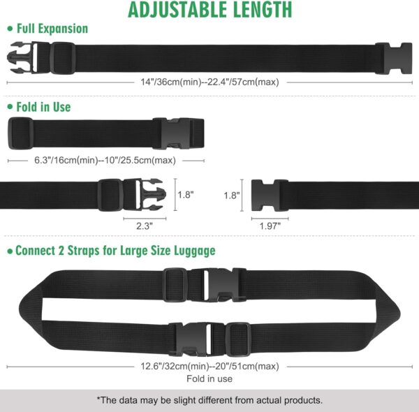 NIHSPRUHAY 2pcs Two Add a Bag Luggage Set Strap Travel Luggage Suitcase Adjustable Belt Travel Accessories Travel Attachment - Connect Your 3 luggages - Black - Image 4