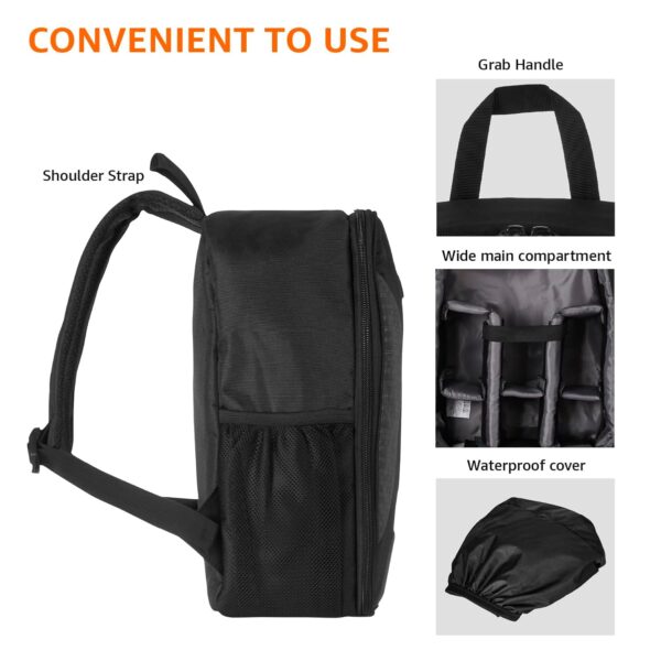 amazon basics Waterproof Fabric DSLR Backpack Camera Bag, Lens Accessories Carry Case for Nikon, Canon, Olympus, Pentax & OthersA20PRO - Image 7
