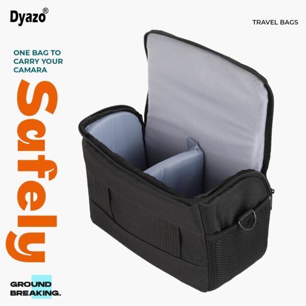 Dyazo Light Weight Water Resistant Single Shoulder Crossbody Camera Bag/Case Compatible for Sony Canon Nikon SLR DSLR Mirrorless Cameras and Lenses (Black & Grey) - Image 5