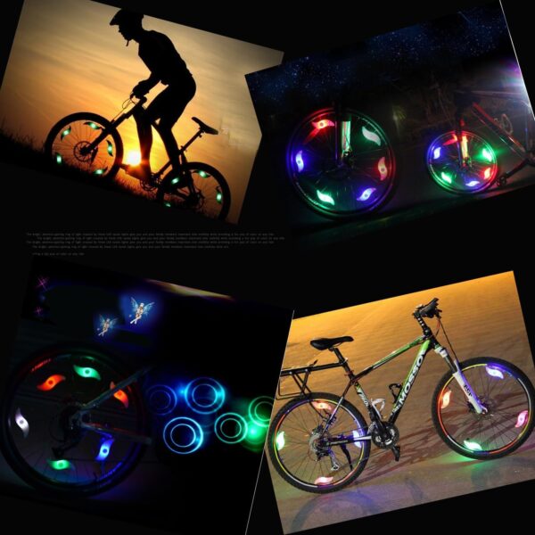 SHOPVILLA LED Bike Lights for Wheels, Waterproof Wheels Lights with 3 Flash Modes Bike Spoke Light Use for Kids/Adult Bike Wheels Safe Warning, Cycle Tyre Light, Cycle Light, Cycle Gadgets (4Pcs) - Image 5