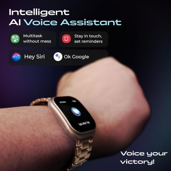 Boult Trail Smartwatch 2.01" 3D Curved HD Display, BT Calling 5.3, 600 Nits Brightness, IP68, 190+ Watchfaces, 120+ Sports Modes, AI Voice Assistant, SpO2 Monitoring (Rose Gold) - Image 8