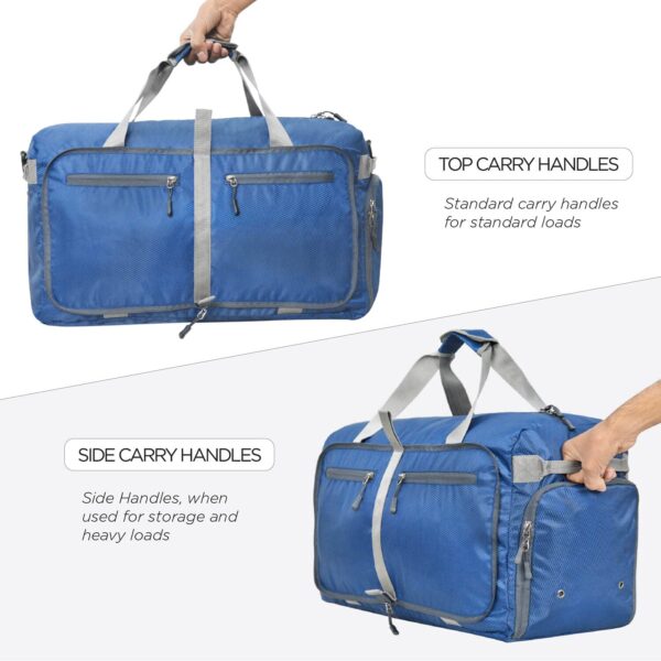 FATMUG Polyester Foldable Carry On Luggage Duffel Luggage Bag For Travel, Packing And Storage - Men And Women's - 45 L, Navy Blue, 12Cm - Image 8