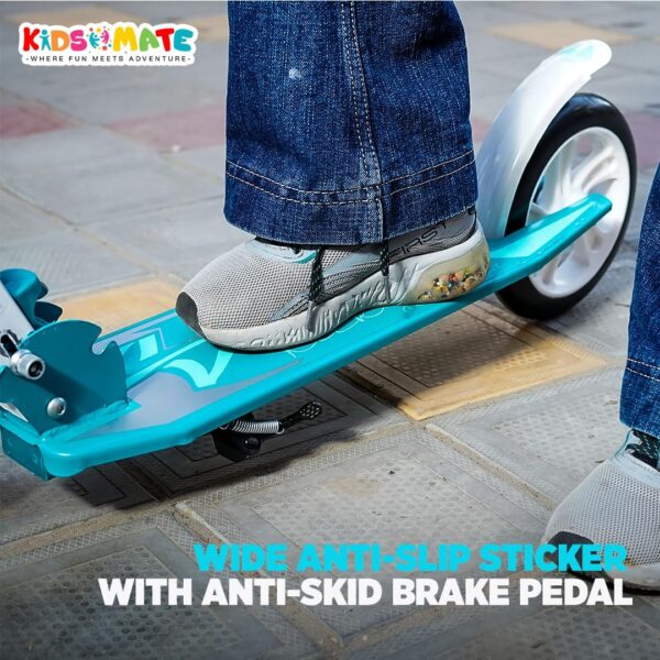 Kidsmate StreetJet Kick Scooter for Aged 6 Years and Above | Kids & Adult Scooter | 2 Wheel Scooter, Foldable Design, 3 Adjustable Height Options with Rear Braking Kick Scooter-Max Load 80kg (White) - Image 5