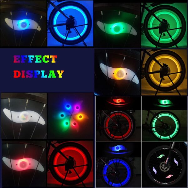 SHOPVILLA LED Bike Lights for Wheels, Waterproof Wheels Lights with 3 Flash Modes Bike Spoke Light Use for Kids/Adult Bike Wheels Safe Warning, Cycle Tyre Light, Cycle Light, Cycle Gadgets (4Pcs) - Image 4