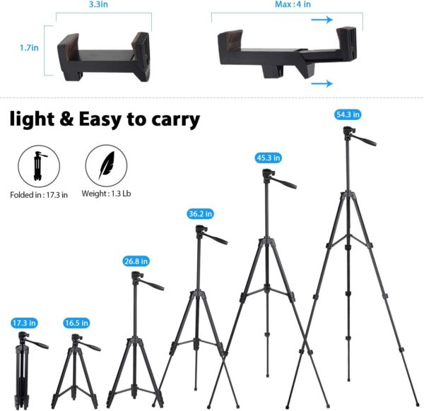 Osaka OS 550 Tripod 55 Inches (140 cm) with Mobile Holder and Carry Case for Smartphone & DSLR Camera Portable Lightweight Aluminium Tripod - Image 3