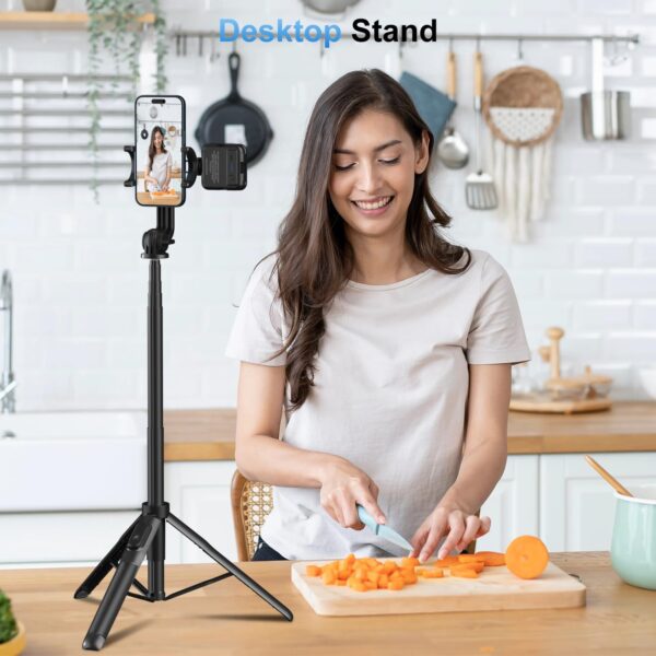 Mobilife 64" Multi-Function Selfie Stick Tripod Long Selfie Stick for iPhone&Android Multiple Mount for Camera Gopro Fill Light Aluminum Portable Mobile Tripod with Bluetooth Remote,Black - Image 6