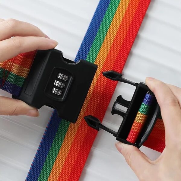 Inditradition Adjustable Nylon Luggage Strap Belt with Combination Number Lock, TSA Approved Suitcase Belt, 2 Meter (Rainbow Multicolor) - Pack of 1 - Image 8