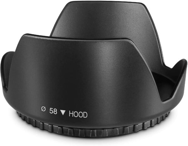 Hanumex® 58MM Reversible Flower Lens Hood for Canon EOS 700D 650D 600D 550D 500D 450D 400D 350D 300D 1100D 100D 60D 1150D 1200D 1300D 18-55MM Lens 55-250MM Lens Lens Hood 58 mm Black - Image 2