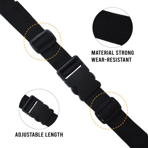 Aqbah Pack of 2 Luggage Tie Down Straps, with Strength up to 600lbs 10 ft in Length with Adjustable Buckle Straps for Motorcycle, Trucks, Luggage etc (Black) - Image 4