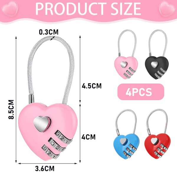 4pcs Number Lock for Bag, Small Locks for Luggage Bag, Combination Lock Zinc Alloy Steel Wire Lock, Generic Digital Lock Home Tools Luggage Lock Password Lock for Locker and Gym Bag - Image 3