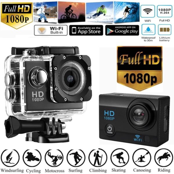 SIRGAWAIN Action Camera 1080P 12MP Sports Camera Full HD 2.0 Inch Action Cam 30m/98ft Underwater Waterproof Camera with Mounting Accessories (CAM3) - Image 5