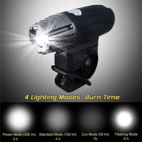 FABSPORTS USB Rechargeable Bike Headlight/Front Light with 360 Degree Rotation, Easy Installation & IP65 Waterproof, for Kids Men Women Safe Cycling at Night - Image 4