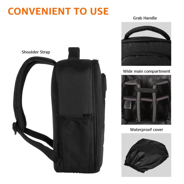 amazon basics Waterproof Fabric DSLR Camera Backpack Lightweight Camera/Laptop Bag, Lens Accessories Bags Carry Case for All DSLR SLR Cameras With Tripod Holder-A23 - Image 7