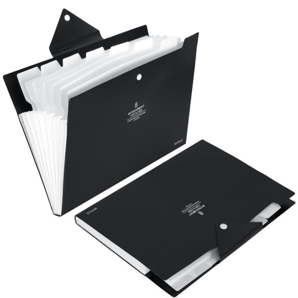 NISUN 8 Pockets File Folder, A4/Letter Size Accordion File Organizer, Expandable Document Holder, Portable Folders for Classroom,Home,Office - Black (32 * 23cm) - Image 10