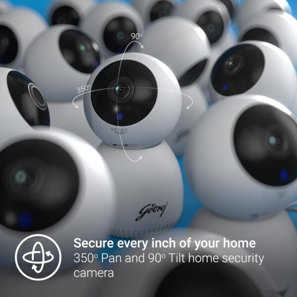 Godrej Security Solutions EVE PRO panTilt Smart WiFi Security Camera for Home with 350 Degree 2MP (HD) | 2-Way Audio | Night Vision | Smart Motion Tracking | Alarm System, White - Image 4