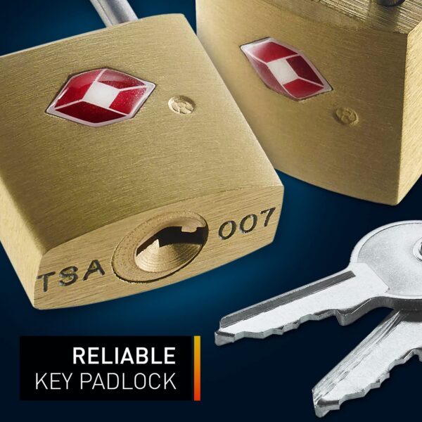 EzLife - TSA Approved Brass Mini Padlock, Brass Luggage Locks, Brass Lock with Key for Gym Locker, Backpack (Multicolor) (Pack of 4) - Image 5