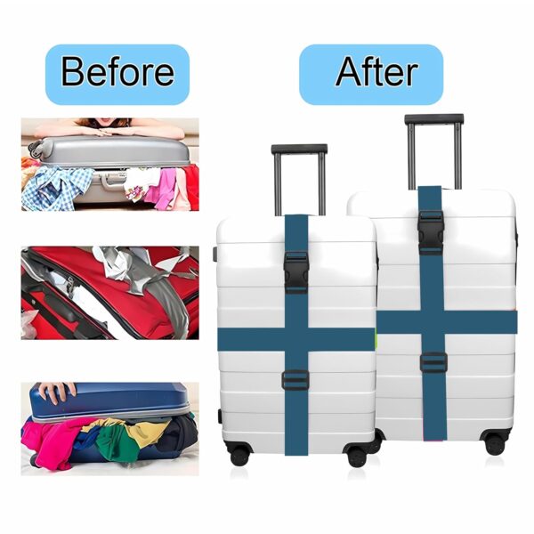 APAV Luggage Straps Belt Heavy Duty Adjustable with Buckle Clips for Suitcase | Trolleys and All Kind of Luggages | for Traveling Business/Leisure Trip (Pack of 4 (NB)) - Image 10