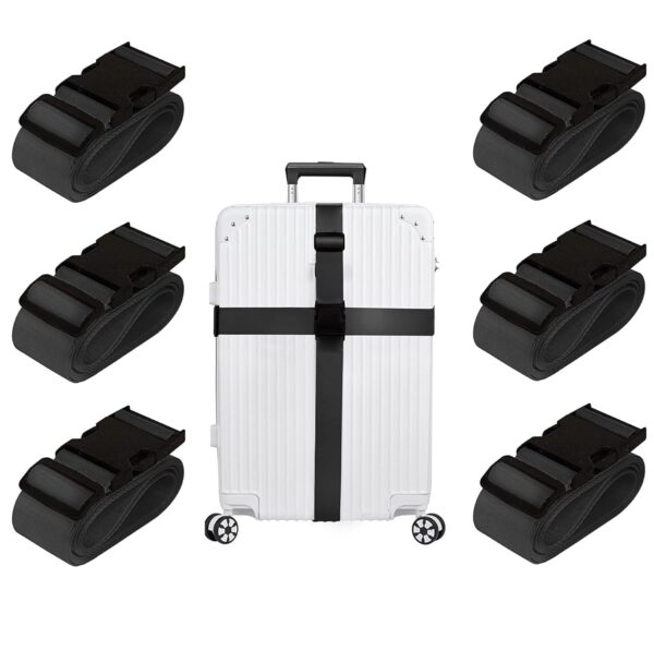 luggage Strap Belts for Suitcases and all kinds of trolleys (Transportation Security) 1.5"x6.5ft pack of 6 (BLACK) - Image 2