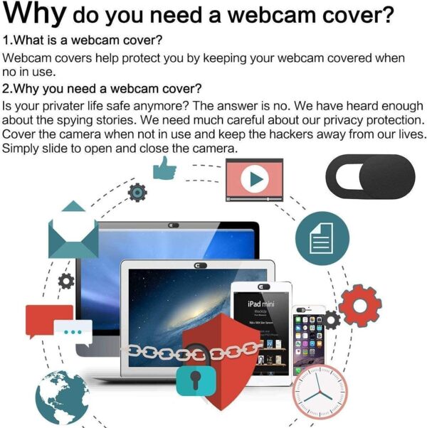 STRIFF Webcam Cover Slide, Ultra Thin Laptop Camera Cover Slide Blocker for Computer MacBook Pro iMac PC Tablet (Pack of 3), Black - Image 4