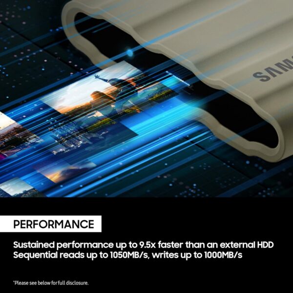 Samsung T7 Shield Portable SSD 2TB, USB 3.2 Gen2 External SSD, Up to 1,050MB/s, Rugged, IP65 Water & Dust Resistant, for Photographers, Content Creators and Gaming, Mac Compatible, MU-PE2T0R, Blue - Image 6