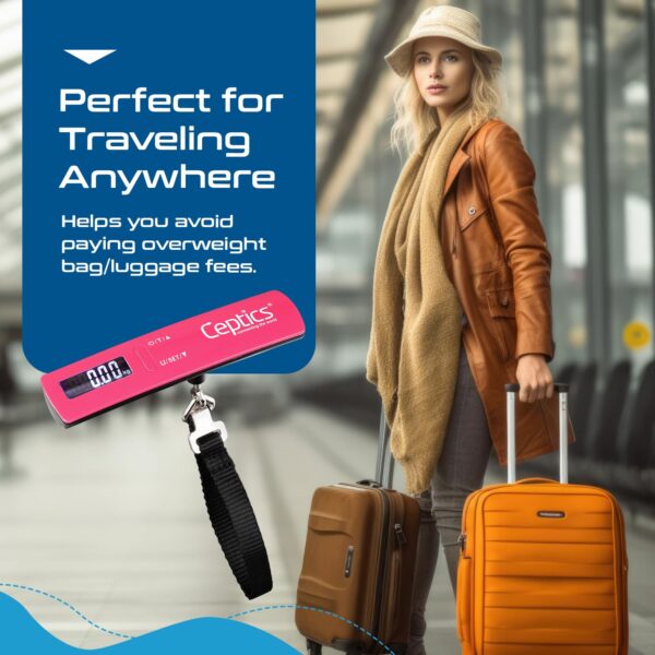 Ceptics weight machine for luggage weighing scale, luggage weighing scale capable capacity up to 50 Kg, weighing machine for luggage with LCD display luggage scale for bags, home, shop - PINK - Image 9