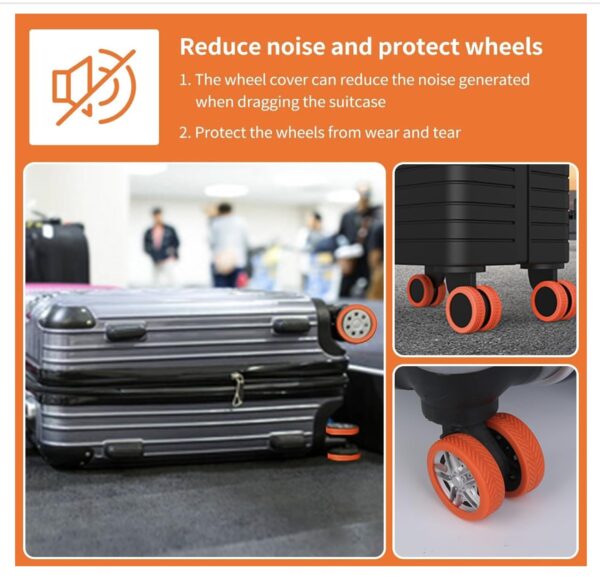 Premium Silicone Trolley Wheel Covers - Anti-Slip Luggage Protector for Dual Wheel Suitcases - Durable and Noise-Reducing (Pack of 8) - Image 10