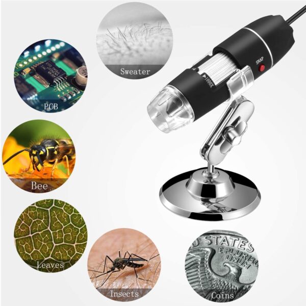 Tobo USB Microscope, 1600X Microscope Electron Microscope USB Camera Digital Microscope Video Camera 2MP 1600x1200 with 8 LED for Windows 2000/XP, Vista, 7/8/10 - TD-587IM-02 - Image 4