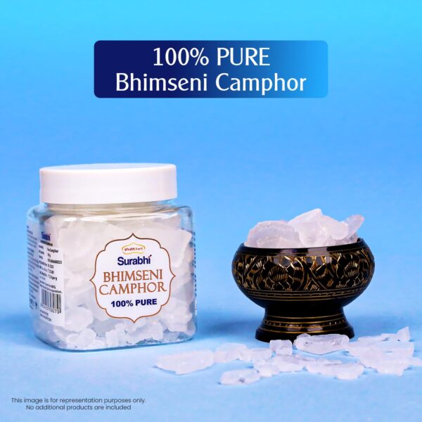 Shubhkart Surabhi Pure Organic and Original Bhimseni Camphor Kapoor Container |Purifying & Pleasant Fragrance for Pooja, Hawan, Air Freshener |Organic Camphor, Diffuser Camphor - 100 gm - Image 4