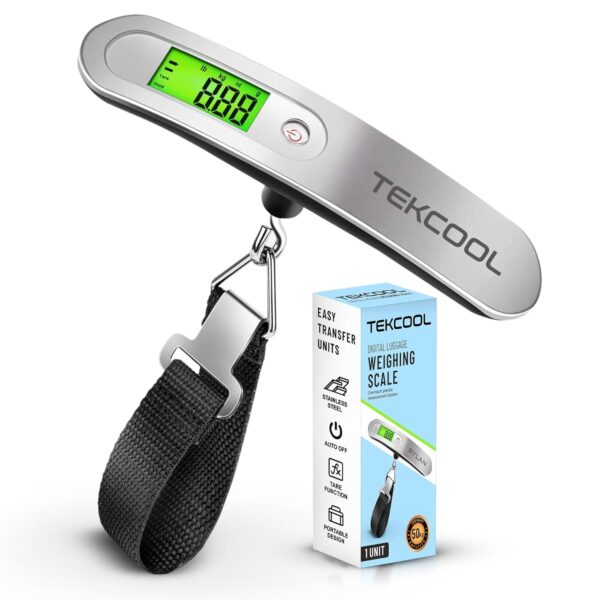 TEKCOOL Silver Luggage Scale, 50kg/110lb Capacity, LCD Display, Portable Travel Weighing Scale for Bags, Bags, Home, Shop, Gas Cylinder - Image 2