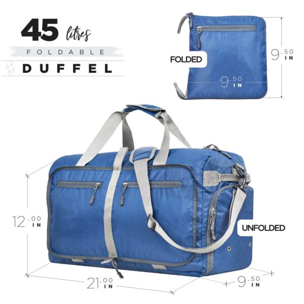 FATMUG Polyester Foldable Carry On Luggage Duffel Luggage Bag For Travel, Packing And Storage - Men And Women's - 45 L, Navy Blue, 12Cm - Image 3