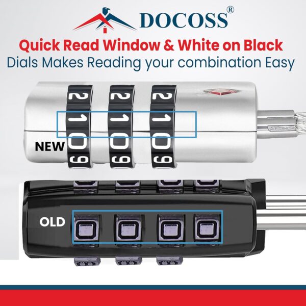 DOCOSS-Set of 2- Metal Cable TSA Locks for Luggage, Number Lock for Bag 4 Digit Small Locks for Luggage TSA Lock Combination Password Locks for Travel (Black,Silver) - Image 5