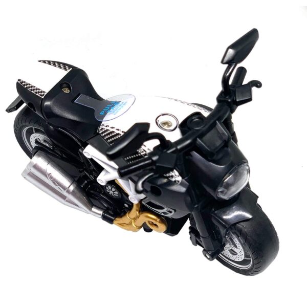 PLUSPOINT Diecast Motorcycle Toy - Dazzle White | Pull Back Bike Scale Model Racing Toy | Alloy Simulation Vehicle Superbike | for Kids Play, Adults and Car Dashboard | Perfect for Birthday Gift - Image 4