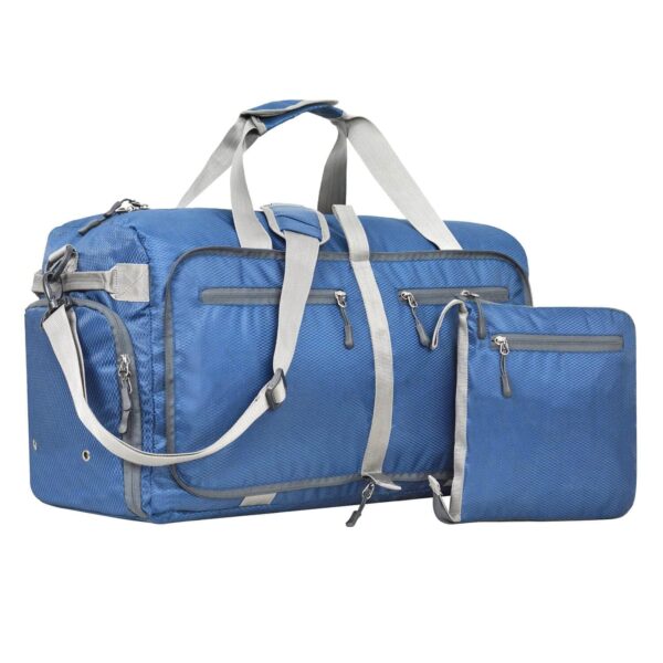 FATMUG Polyester Foldable Carry On Luggage Duffel Luggage Bag For Travel, Packing And Storage - Men And Women's - 45 L, Navy Blue, 12Cm - Image 2