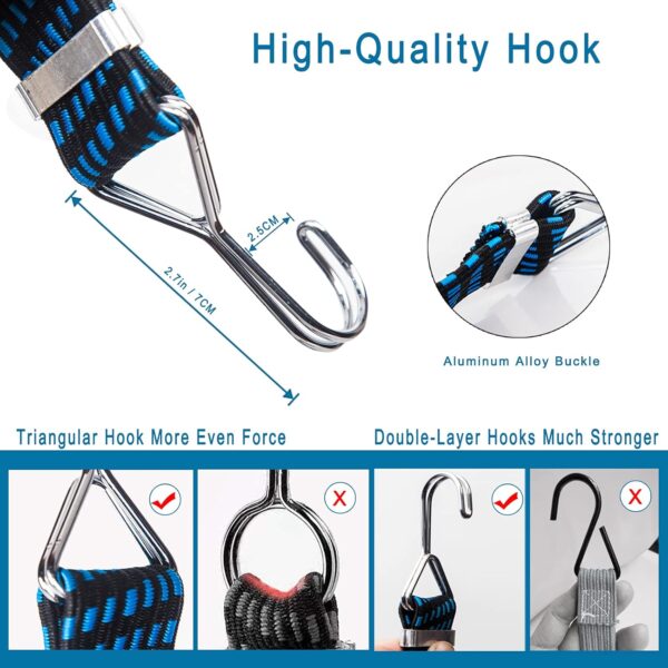STHIRA® 4Pcs Luggage Strap for Motorcycle Bike with Metal Hooks, 3.3ft High Elasticity Bungee Cord Elastic Rope for Cargo Travel Packaging - Image 5