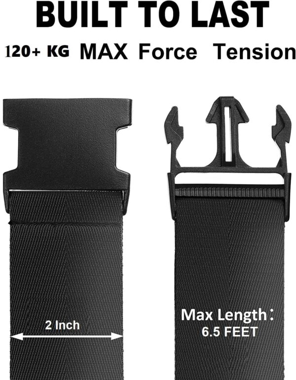 Luggage Straps for Suitcases, 5cm Wide x 2meter Long, Adjustable, Quick Release Buckle, Heavy Duty, Polypropylene Belt, ABS Push Buckle (2 PCS, Black) - Image 3