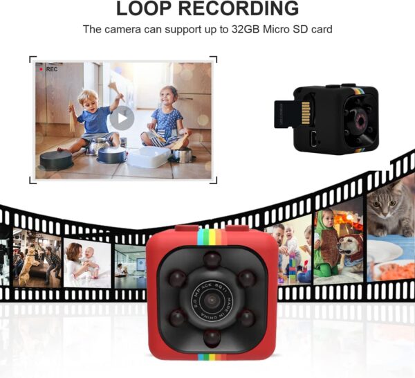 TECHNOVIEW 1080P Mini Spy Camera with Low Light Vision, Vidio Audio Recording, for Home Indoor Outdoor Security (Red) - Image 3