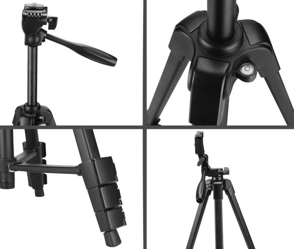 Osaka OS 550 Tripod 55 Inches (140 cm) with Mobile Holder and Carry Case for Smartphone & DSLR Camera Portable Lightweight Aluminium Tripod - Image 8