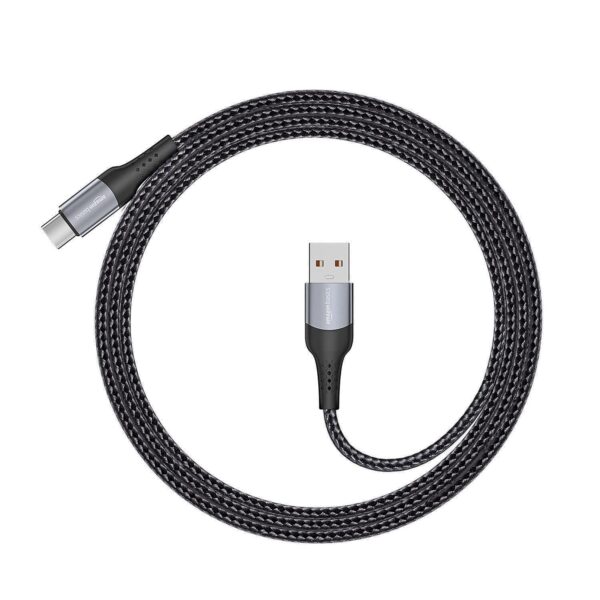 amazon basics Braided 3A Usb A To Usb Type C Fast Charging Data Cable For Smartphone (Black/White 1.2 Meter) - Image 4