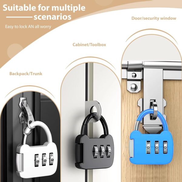 3 PCS Number Lock, Small Combination Padlock 3 Digit Number TSA Locks for Luggage, Gym Lock Locker Number Locks for Door Travel Suitcases Small Lock Case Luggage Case Luggage Pantries cabinets. - Image 7