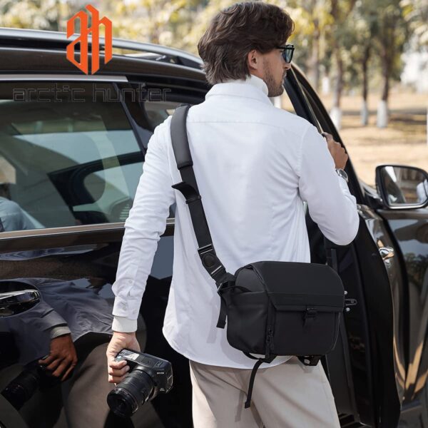 Arctic Hunter Camera Bag Crossbody Sling Bag for DSLR Camera and Lens with Tripod Holder Multiple Pockets for iPad Battery Shockproof Water Resistant One Shoulder Camera Bag for Men Women,Black - Image 8