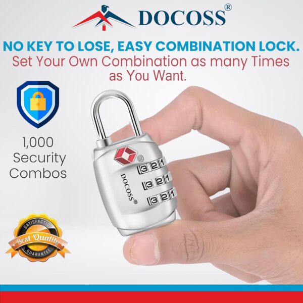 DOCOSS-Set of 2-331-Metal TSA Locks for luggage/Number Lock for Bag Luggage TSA Lock Number Password Travel Locks (Multi-Color) - Image 10